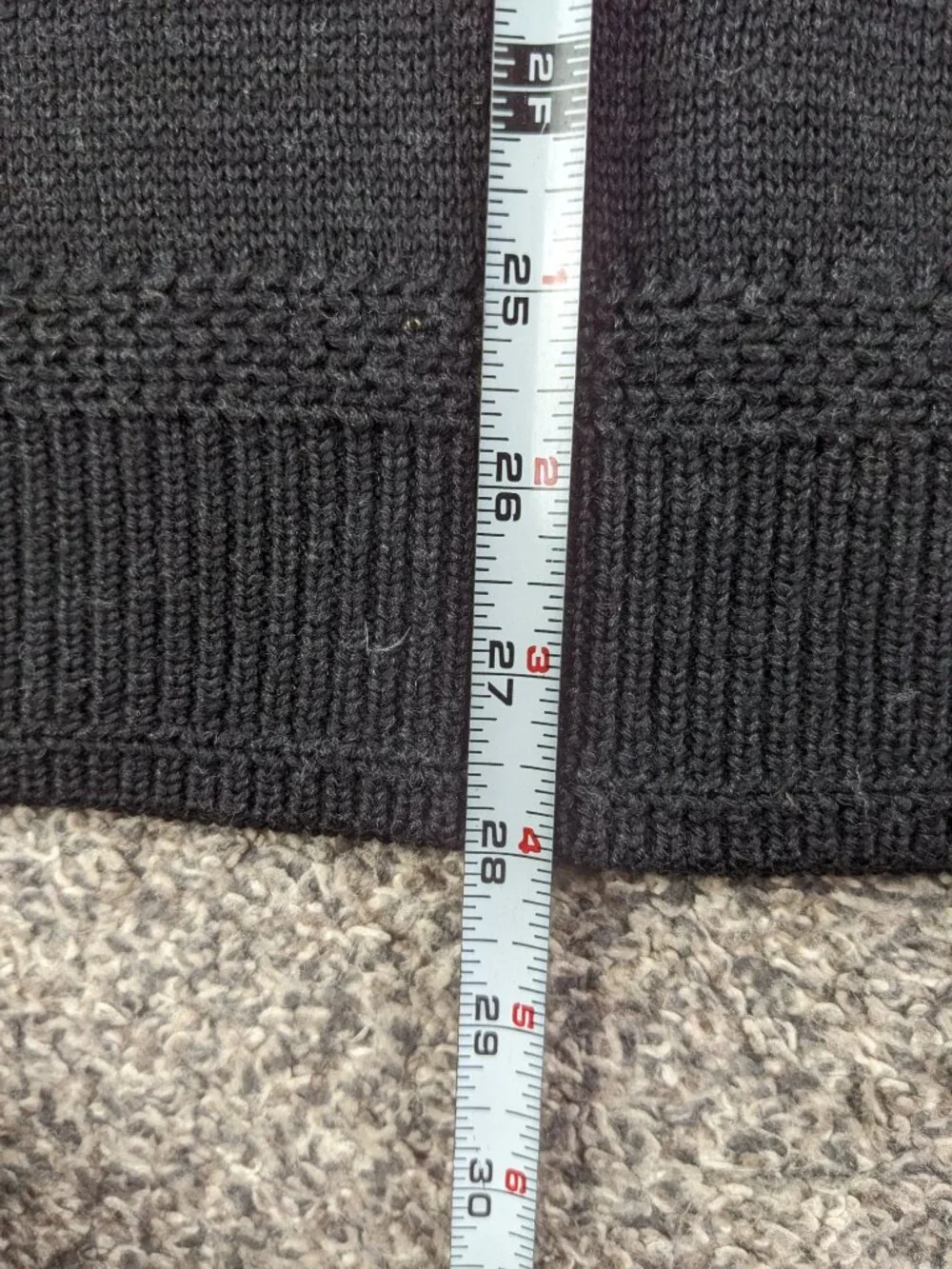 J Crew Sweater 100% Wool Shawl Polo 1/4 Button Black Gray Mens Large